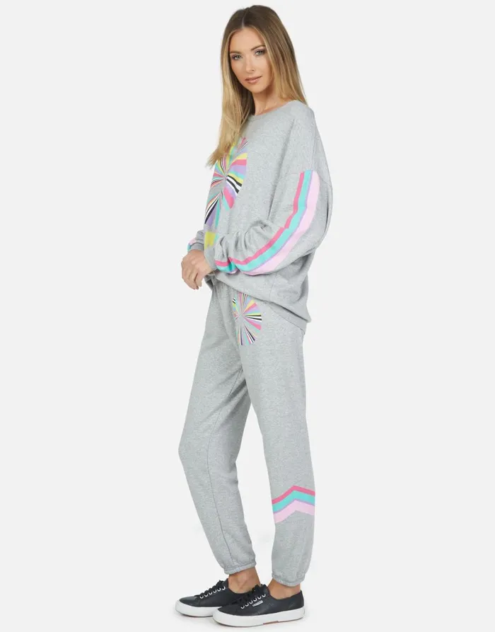 Brynn Rainbow Ray Peace Heather Grey Women039s Lauren Moshi Long Sweatpants