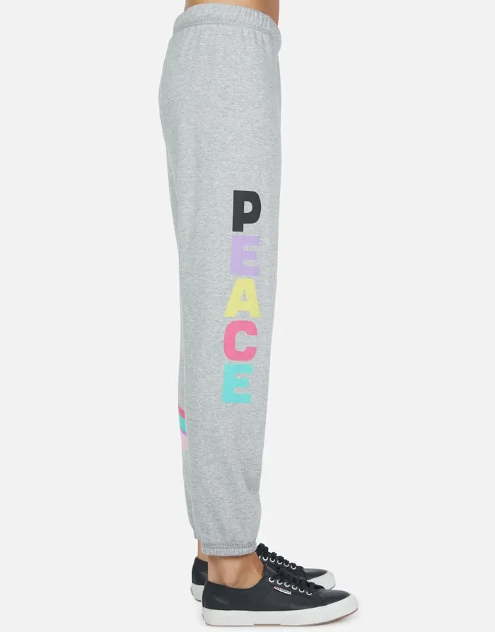Brynn Rainbow Ray Peace Heather Grey Women039s Lauren Moshi Long Sweatpants