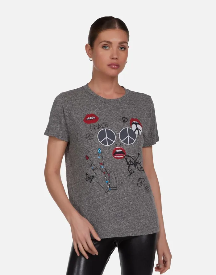 Capri Peace Elements Heather Grey Women039s Lauren Moshi Short Sleeve