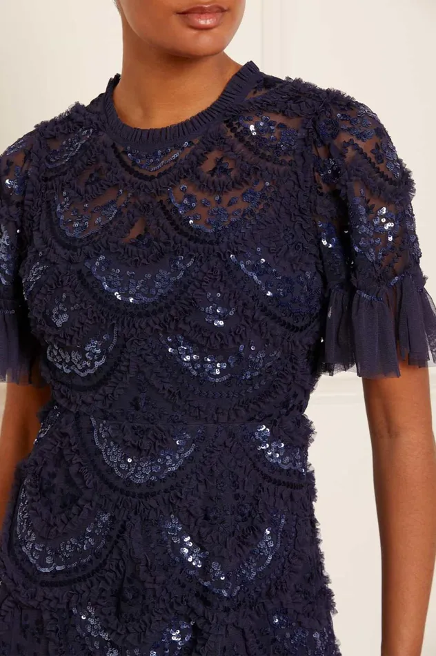 Carmen Ruffle Ankle Gown Blue Women Needle and Thread Dresses