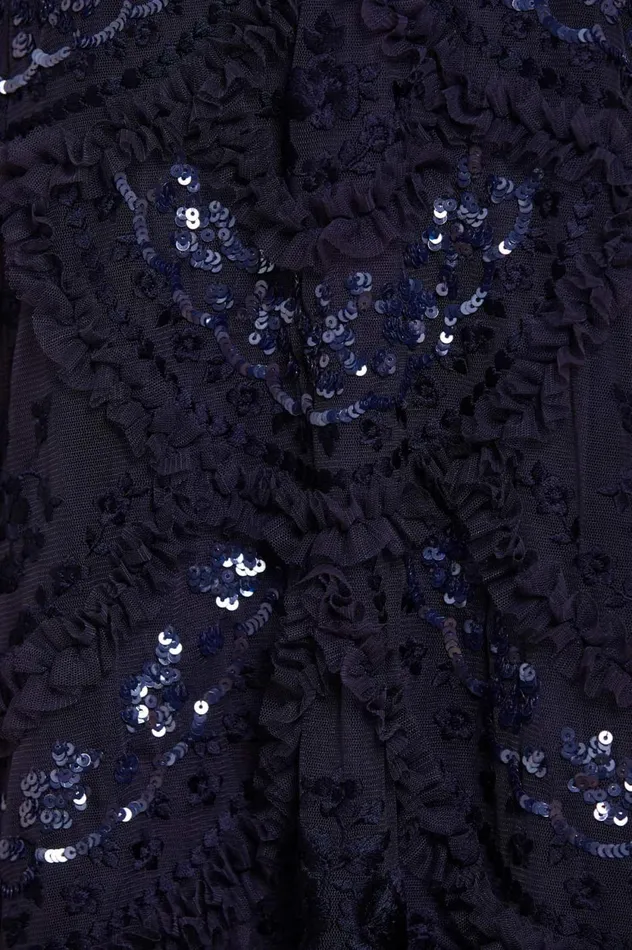 Carmen Ruffle Ankle Gown Blue Women Needle and Thread Dresses