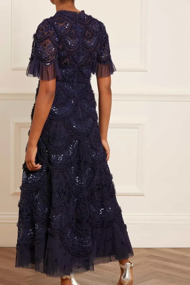 Carmen Ruffle Ankle Gown Blue Women Needle and Thread Dresses