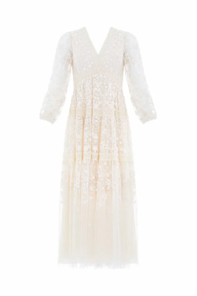 Celestia Ribbon Ankle Gown Champagne Women Needle and Thread Dresses