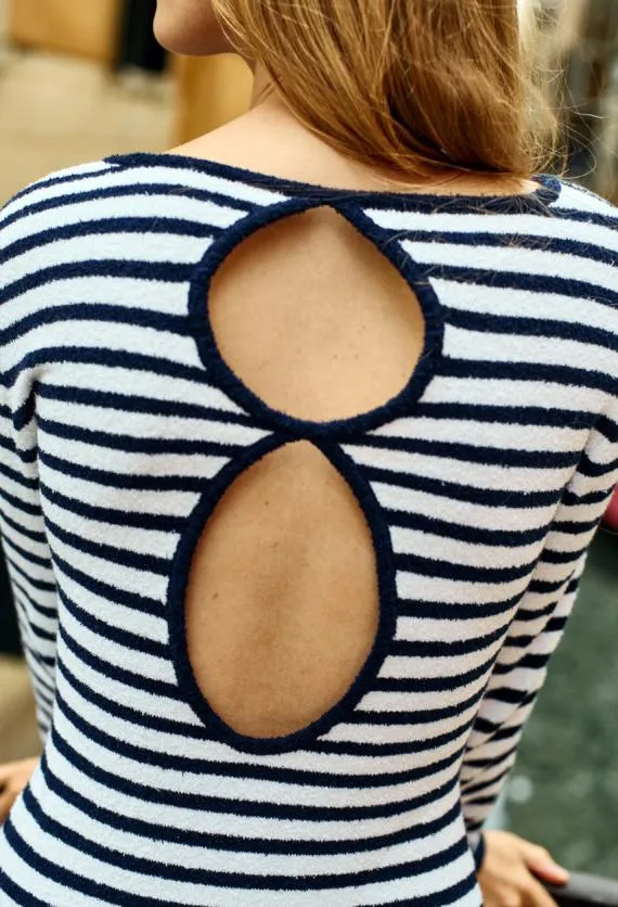 Ciao Lucia Long Dresses Sabine Navy White Stripe Midi Knit Dress PreOrder 8211 Women