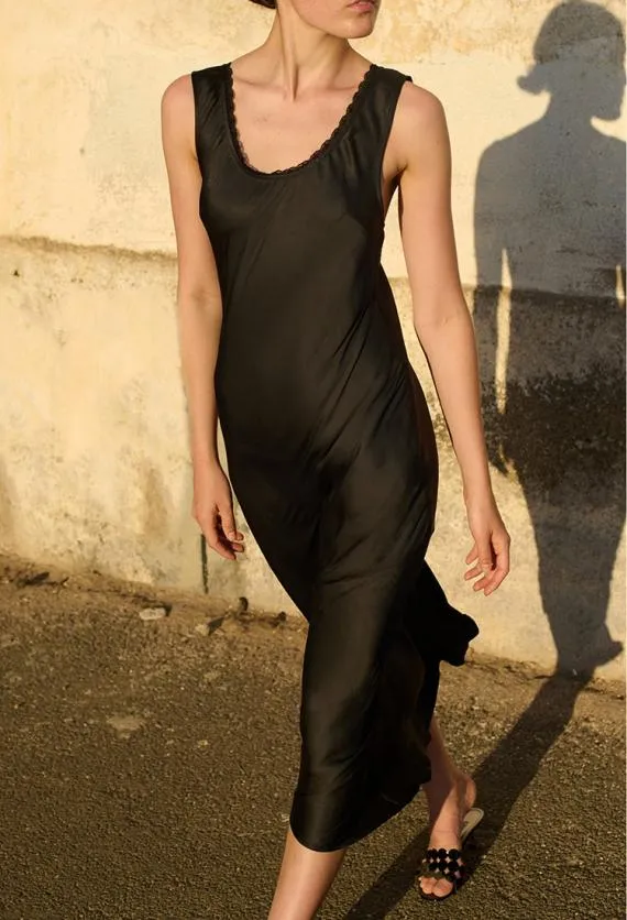 Ciao Lucia Satin Dresses Leticia Black Satin Midi Dress 8211 Women