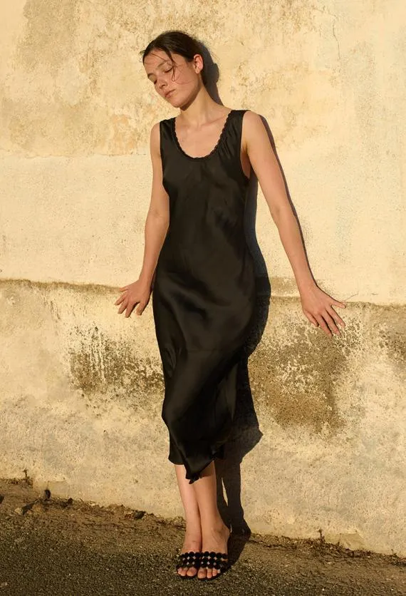 Ciao Lucia Satin Dresses Leticia Black Satin Midi Dress 8211 Women