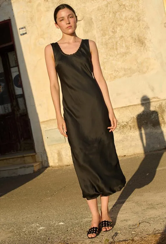 Ciao Lucia Satin Dresses Leticia Black Satin Midi Dress 8211 Women