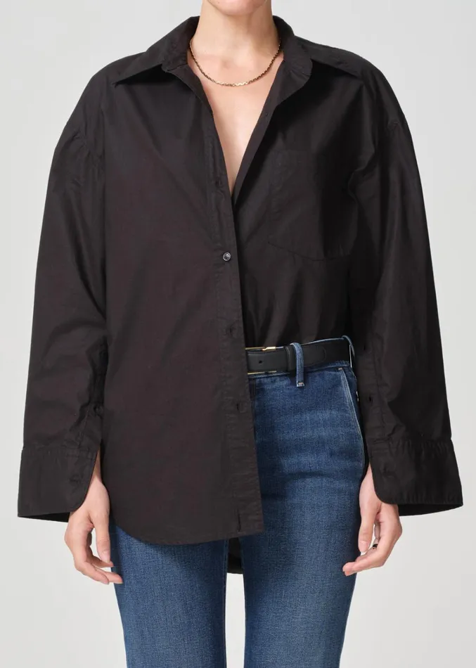 Citizens Of Humanity Cocoon Shirt In Black Women Tops