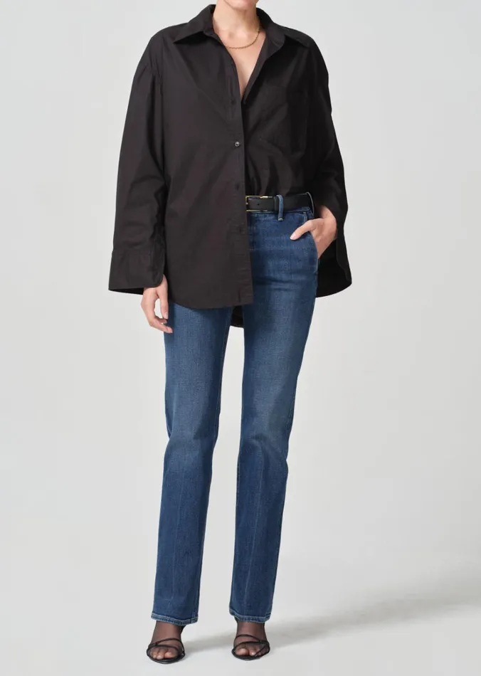 Citizens Of Humanity Cocoon Shirt In Black Women Tops