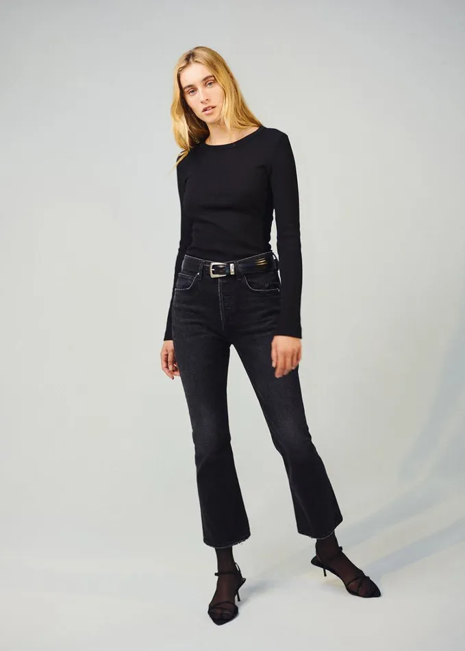 Citizens Of Humanity Isola Mid Rise Cropped Boot In Stormy Women Jeans