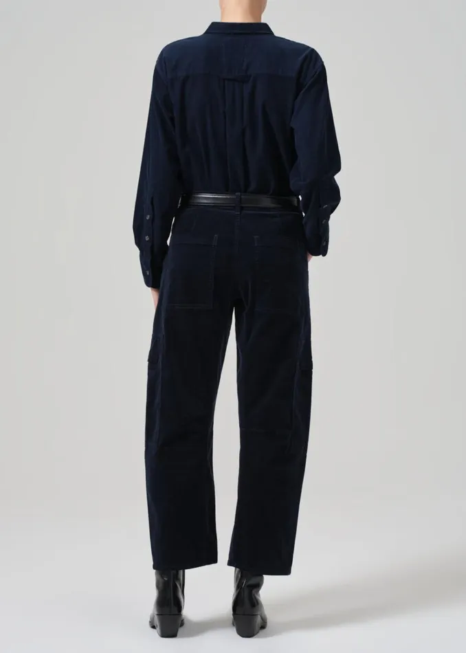 Citizens Of Humanity Marcelle Low Slung Easy Cargo Corduroy In Navy Women Pants