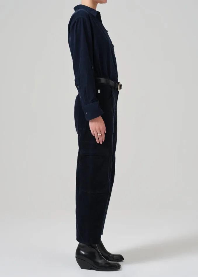 Citizens Of Humanity Marcelle Low Slung Easy Cargo Corduroy In Navy Women Pants