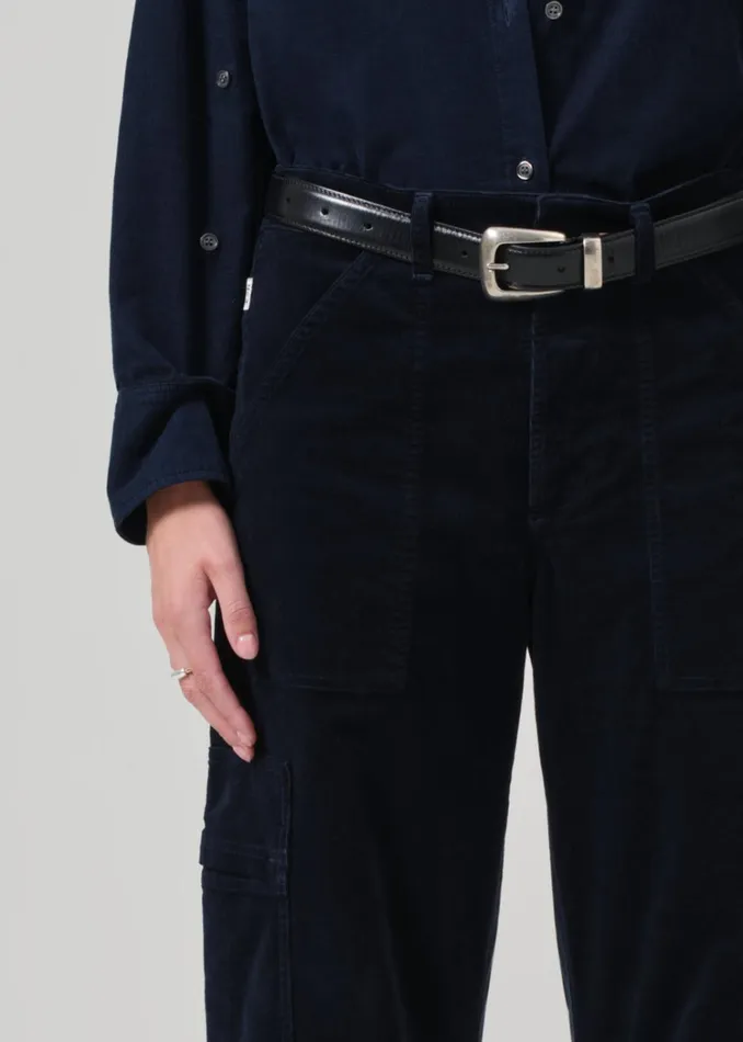 Citizens Of Humanity Marcelle Low Slung Easy Cargo Corduroy In Navy Women Pants