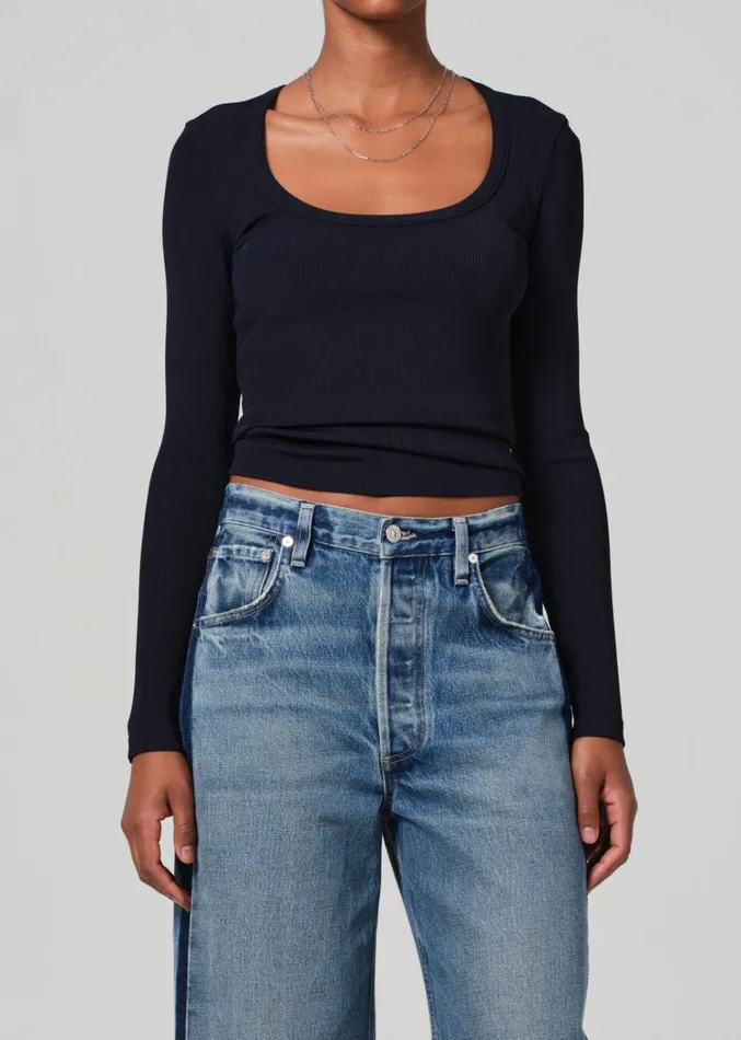 Citizens Of Humanity Rumi Scoop Neck In Navy Women Tops