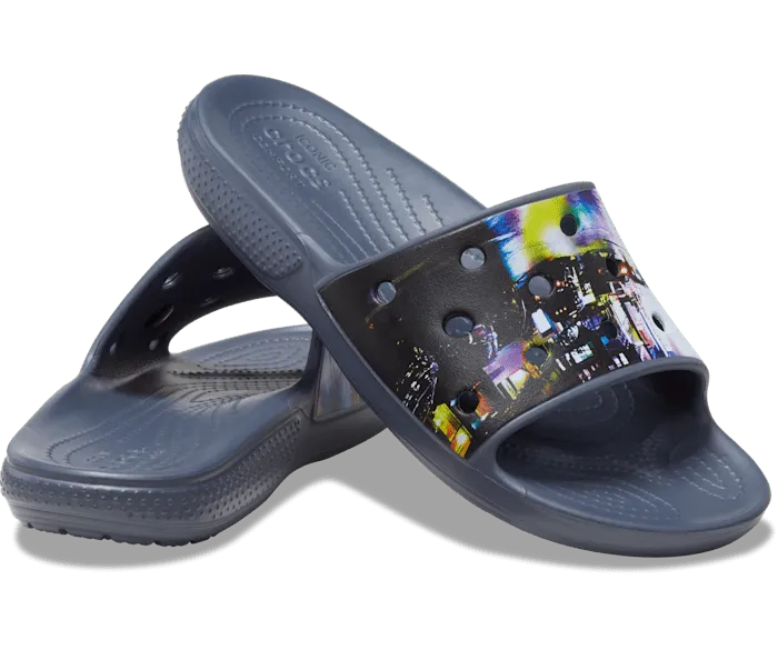 Classic Meta Scape Slide Black Multi Women Crocs Sandals