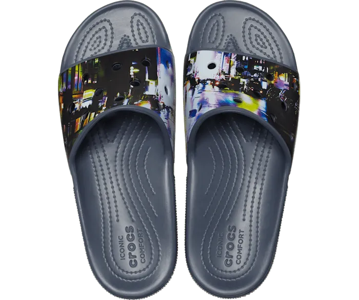 Classic Meta Scape Slide Black Multi Women Crocs Sandals