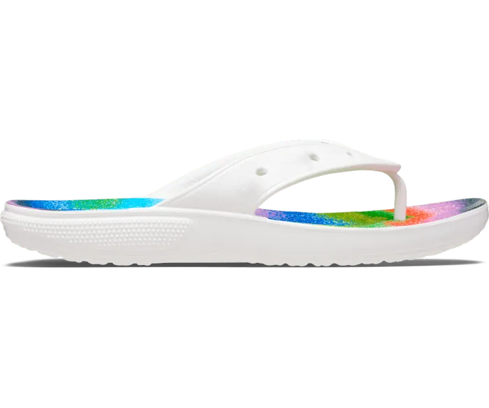 Classic Spray Dye Flip White Multi Women Crocs FlipFlops