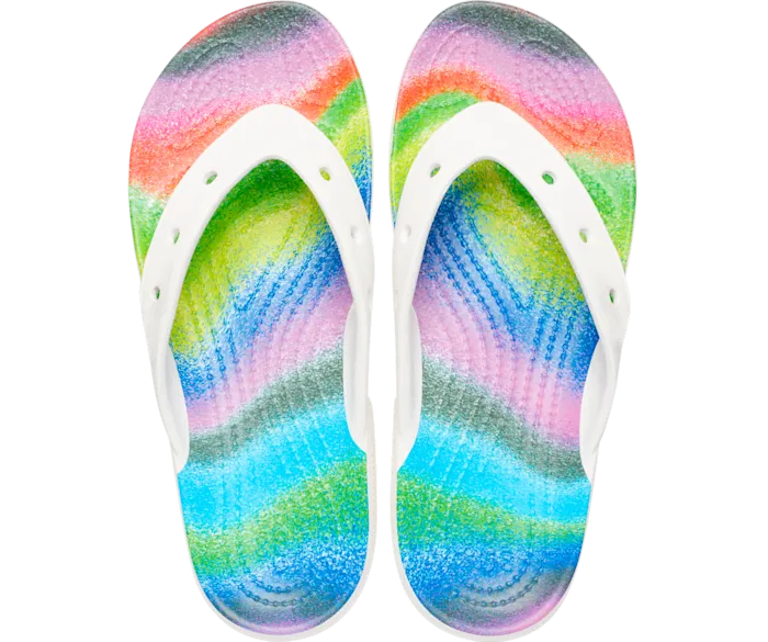 Classic Spray Dye Flip White Multi Women Crocs FlipFlops