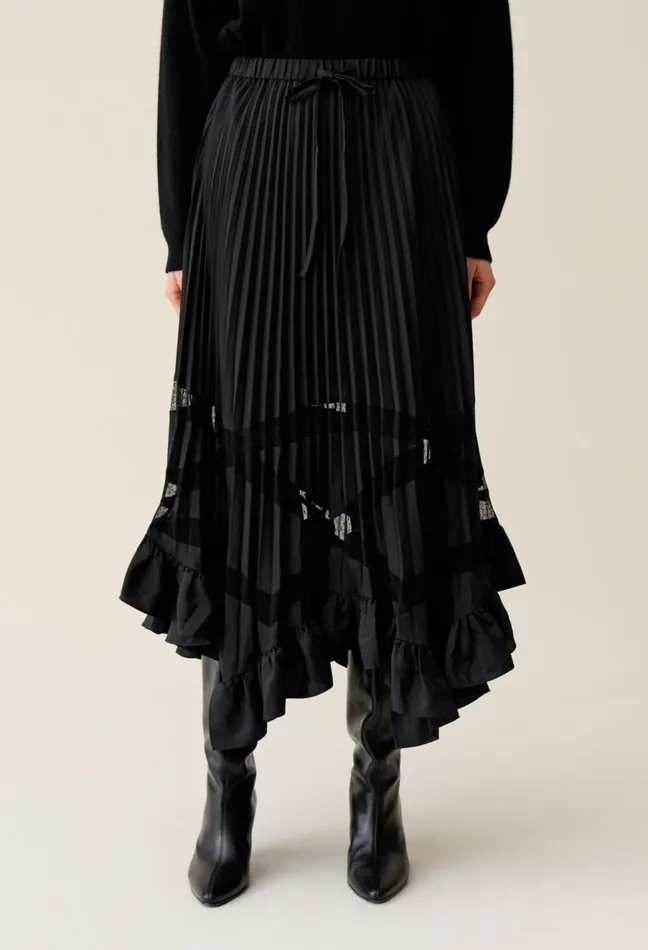Claudie Pierlot Asymmetrical Pleated Skirt Black Women Skirts And Shorts