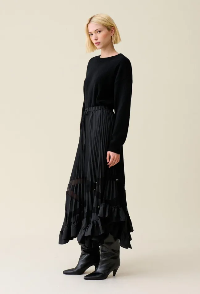 Claudie Pierlot Asymmetrical Pleated Skirt Black Women Skirts And Shorts