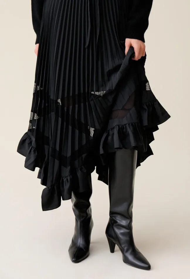 Claudie Pierlot Asymmetrical Pleated Skirt Black Women Skirts And Shorts
