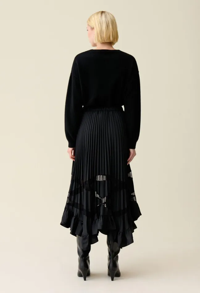 Claudie Pierlot Asymmetrical Pleated Skirt Black Women Skirts And Shorts