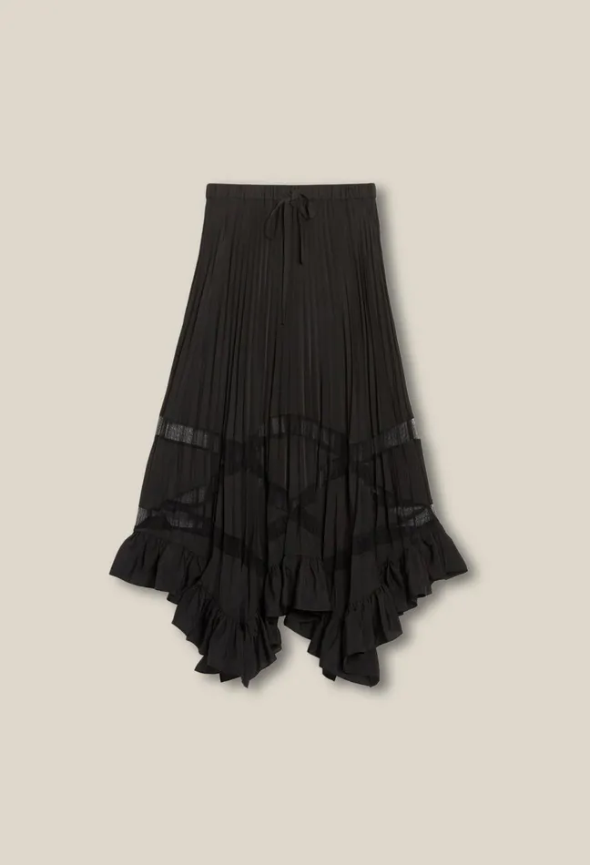 Claudie Pierlot Asymmetrical Pleated Skirt Black Women Skirts And Shorts