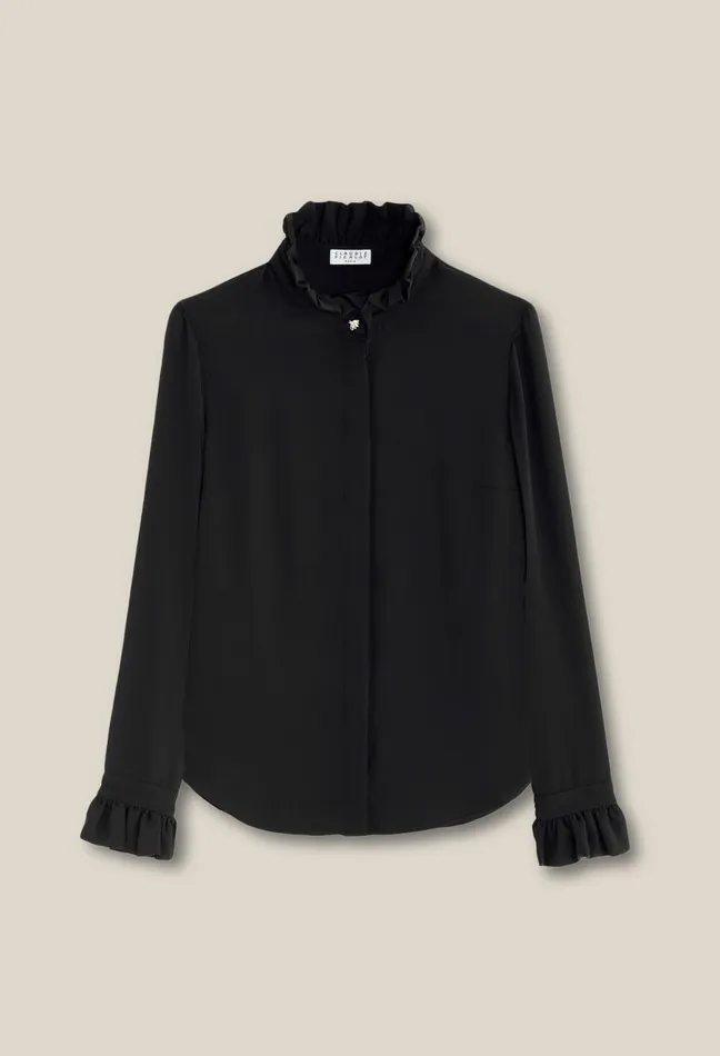 Claudie Pierlot Collared Shirt Black Women Tops And Shirts Claudie Pierlot Collared Shirt Black Women Tops And Shirts