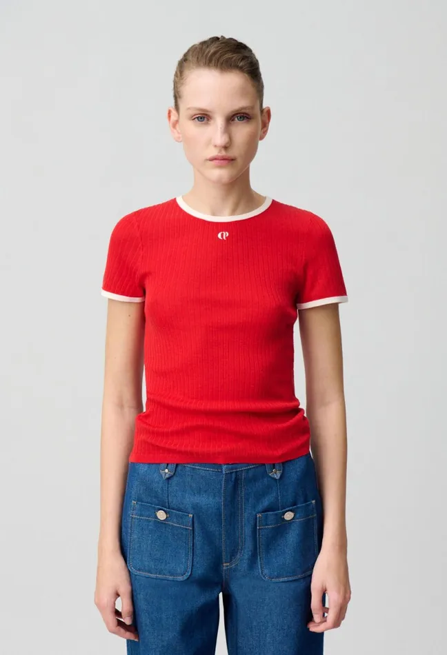 Claudie Pierlot Fine Knit Cp Top Red Women Tops And Shirts