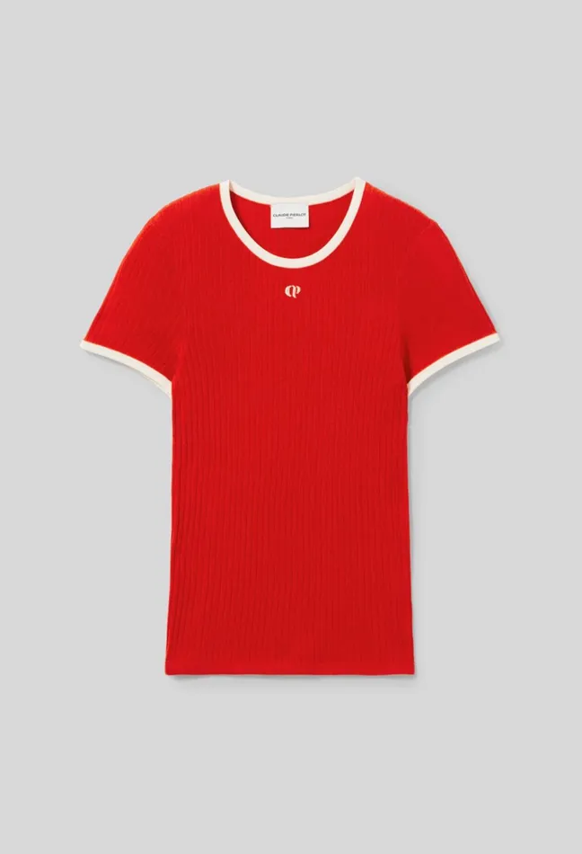 Claudie Pierlot Fine Knit Cp Top Red Women Tops And Shirts