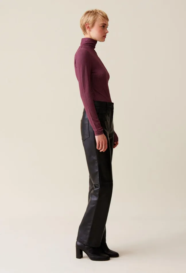 Claudie Pierlot Fitted Funnel Neck Top Pink Women Knitwear And Cardigans