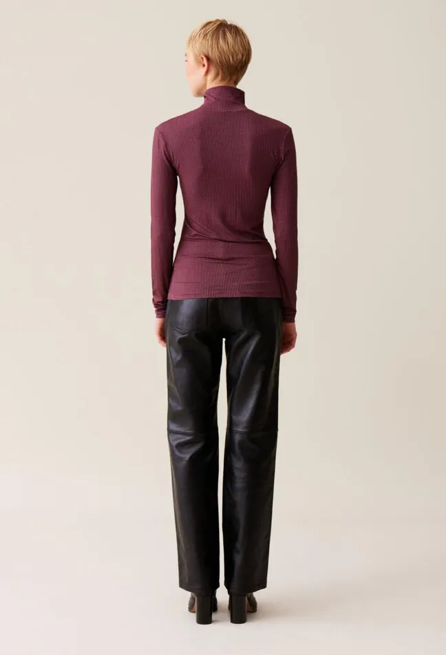 Claudie Pierlot Fitted Funnel Neck Top Pink Women Knitwear And Cardigans Claudie Pierlot Fitted Funnel Neck Top Pink Women Knitwear And Cardigans