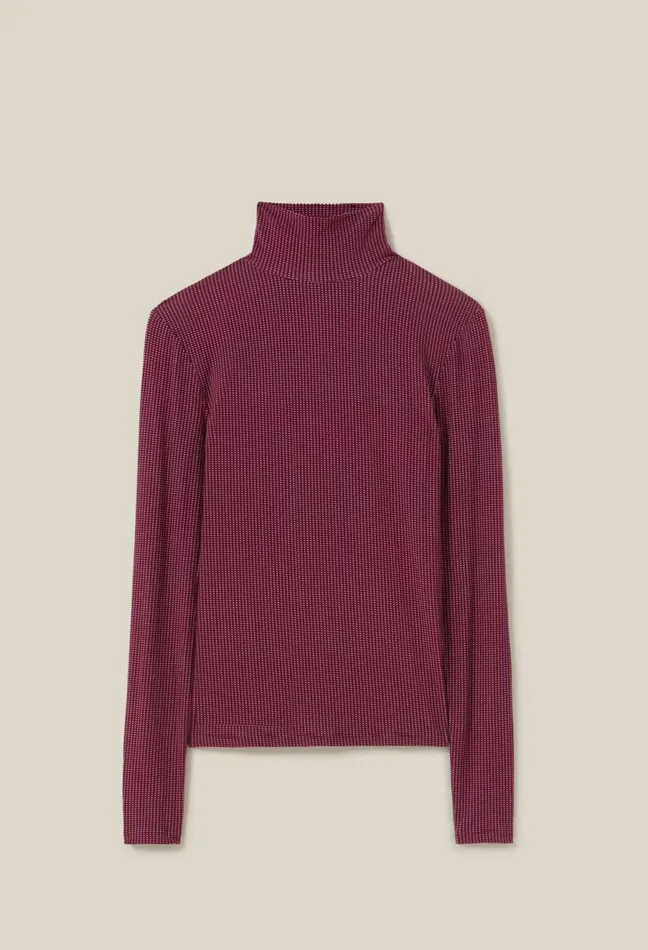Claudie Pierlot Fitted Funnel Neck Top Pink Women Knitwear And Cardigans Claudie Pierlot Fitted Funnel Neck Top Pink Women Knitwear And Cardigans