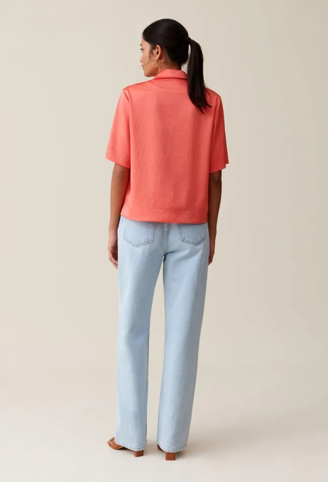 Claudie Pierlot Flowing Satin Mandarin Shirt Mandarin Women Tops And Shirts Claudie Pierlot Flowing Satin Mandarin Shirt Mandarin Women Tops And Shirts
