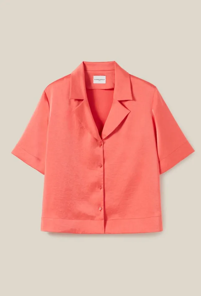 Claudie Pierlot Flowing Satin Mandarin Shirt Mandarin Women Tops And Shirts Claudie Pierlot Flowing Satin Mandarin Shirt Mandarin Women Tops And Shirts