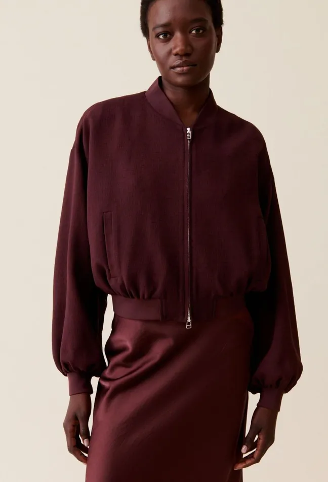 Claudie Pierlot Fluid Cappuccino Zip Bomber Cappucino Women Jackets