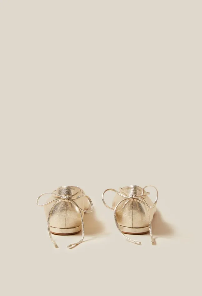 Claudie Pierlot Gold Leather Ballet Pumps Women Ballerinas Claudie Pierlot Gold Leather Ballet Pumps Women Ballerinas