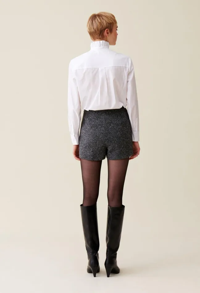 Claudie Pierlot Grey Tweed Shorts Mottled Grey Women Skirts And Shorts