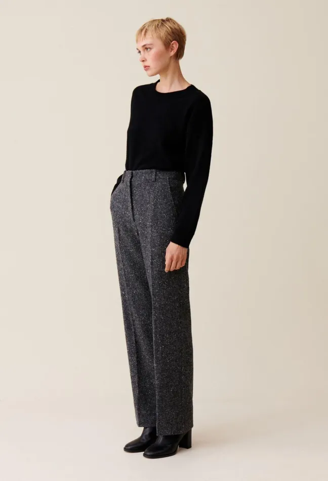 Claudie Pierlot Grey Wool Suit Trousers Mottled Grey Women Jeans And Trousers