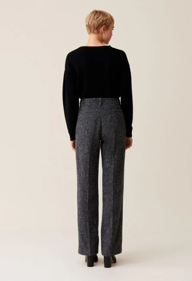 Claudie Pierlot Grey Wool Suit Trousers Mottled Grey Women Jeans And Trousers