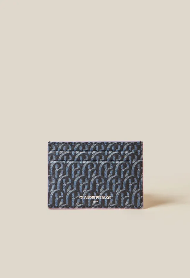 Claudie Pierlot Jean Toto Monogram Card Holder Cp Navy Women Small Leather Goods