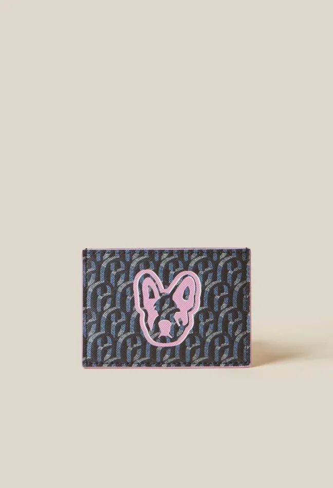 Claudie Pierlot Jean Toto Monogram Card Holder Cp Navy Women Small Leather Goods