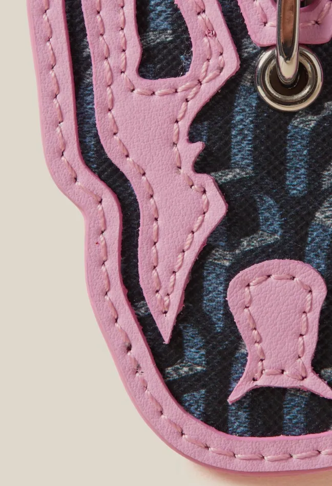 Claudie Pierlot Jean Toto TwoTone Keyring Navy Women Small Leather Goods