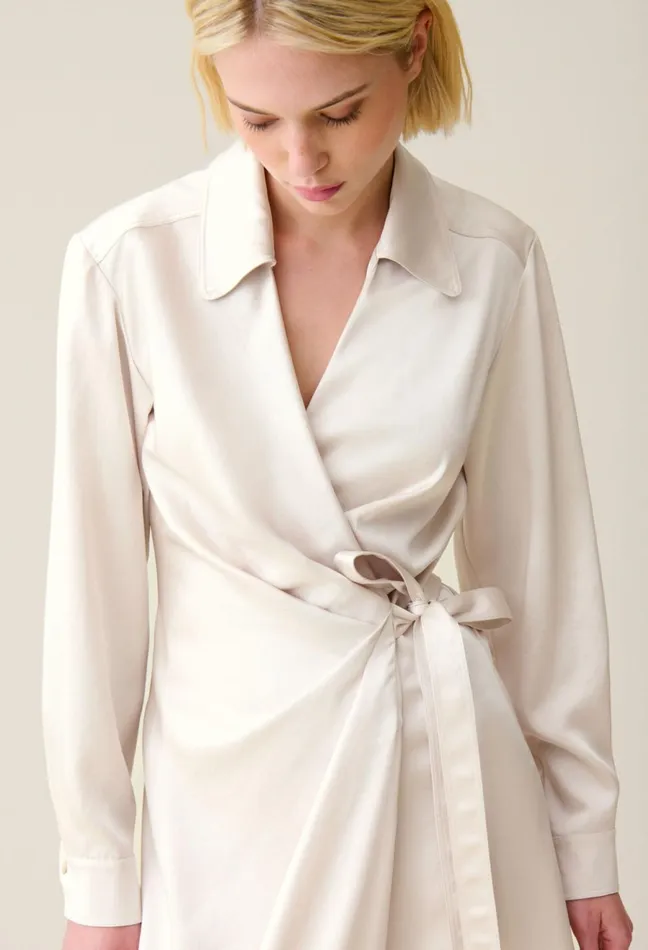 Claudie Pierlot Midi Wrap Dress Ice Beige Women Dresses