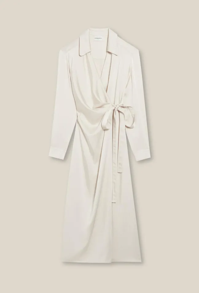 Claudie Pierlot Midi Wrap Dress Ice Beige Women Dresses