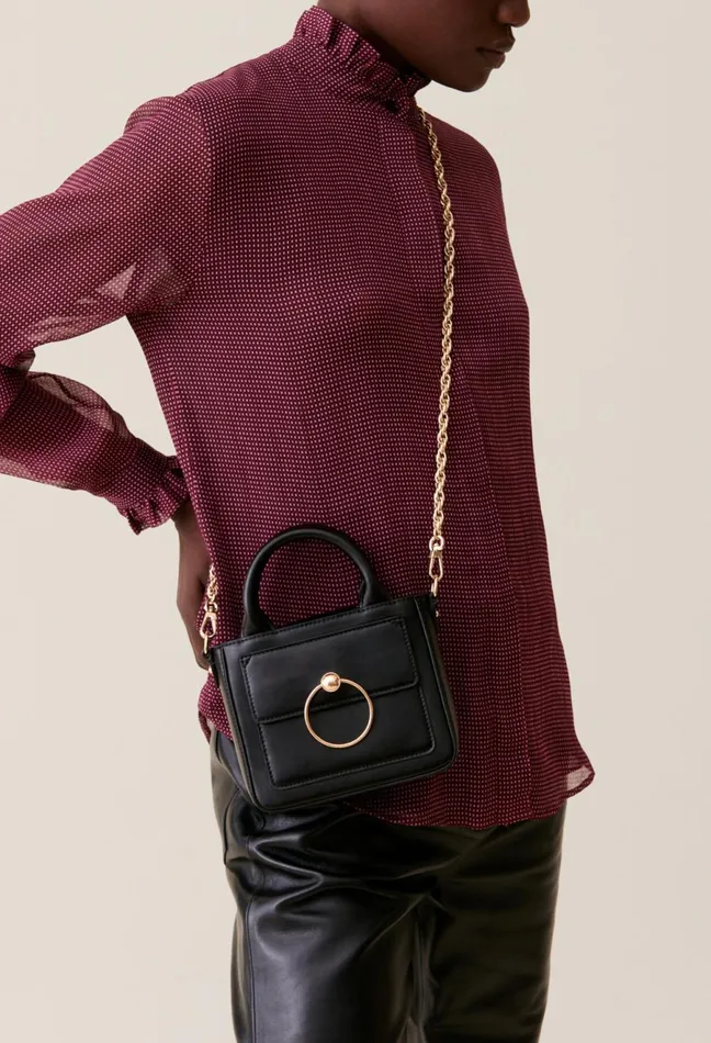 Claudie Pierlot Mini Anouck Smooth Leather Bag Black Women Crossbody Bags