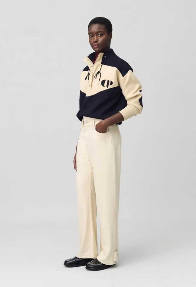 Claudie Pierlot Minimum HalfZip Sweatshirt Navy Women Sweatshirts