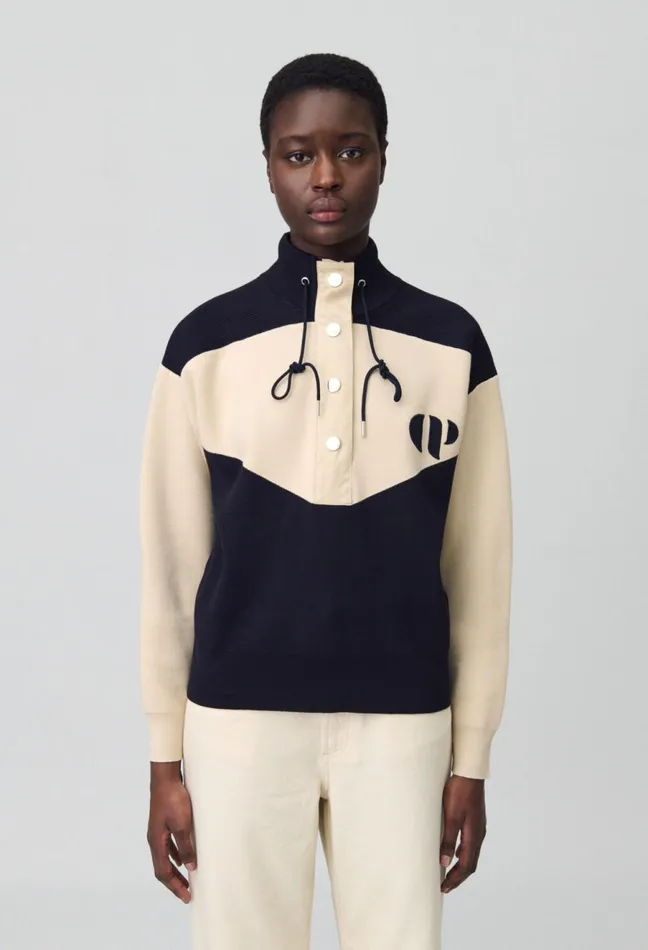 Claudie Pierlot Minimum HalfZip Sweatshirt Navy Women Sweatshirts