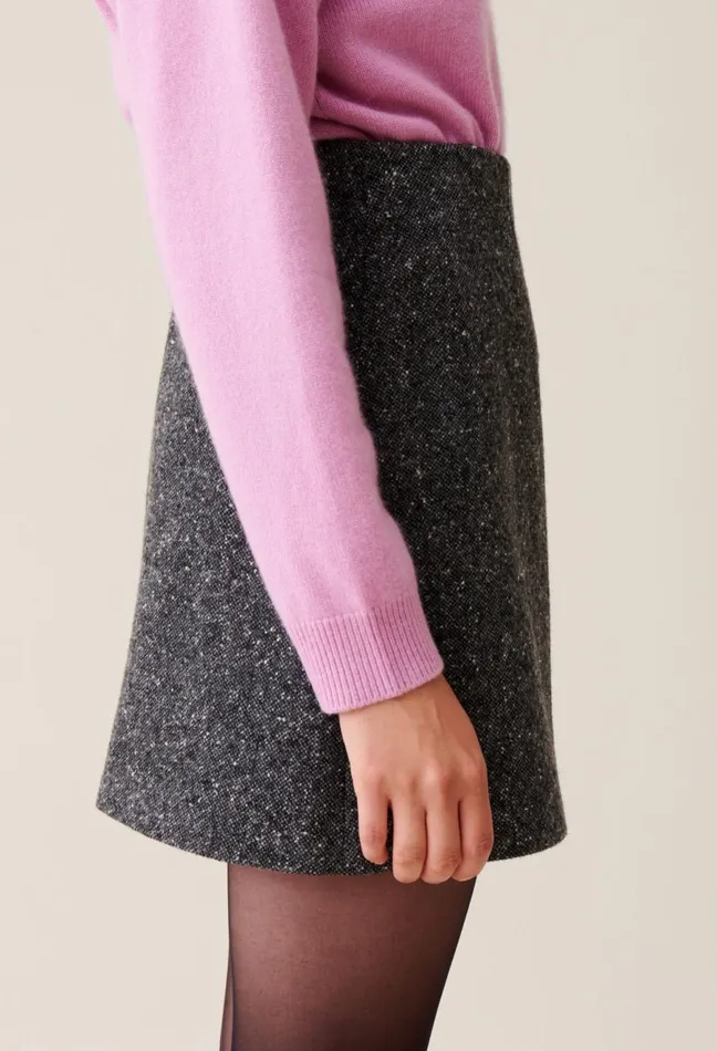 Claudie Pierlot Mixed Wool Skirt Mottled Grey Women Skirts And Shorts Claudie Pierlot Mixed Wool Skirt Mottled Grey Women Skirts And Shorts