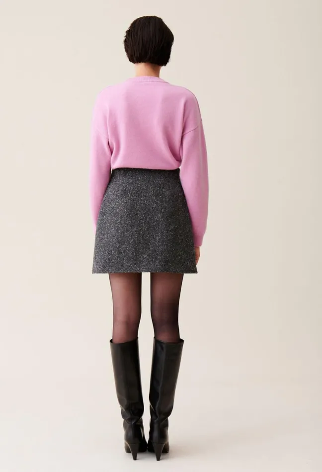 Claudie Pierlot Mixed Wool Skirt Mottled Grey Women Skirts And Shorts Claudie Pierlot Mixed Wool Skirt Mottled Grey Women Skirts And Shorts